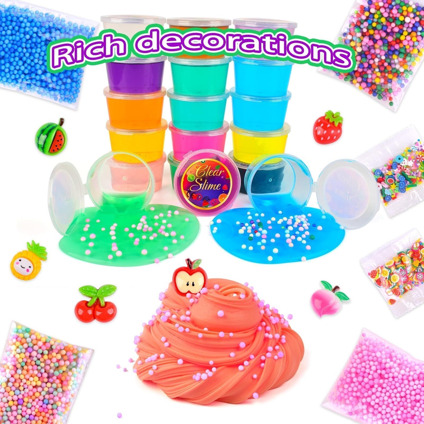 Peceluv Diy Slime Making Kit For Kids And Girls Boys, Slime Set With Include 18 Clear Slime, 6 Butter Slime, 48 Bottle Gold Dust