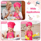 R HORSE 2 Pcs Kid Apron and Chef Hat Set, Rose Red Adjustable Children Kitchen Apron Role Play Chef Toy Cooking Baking Painting