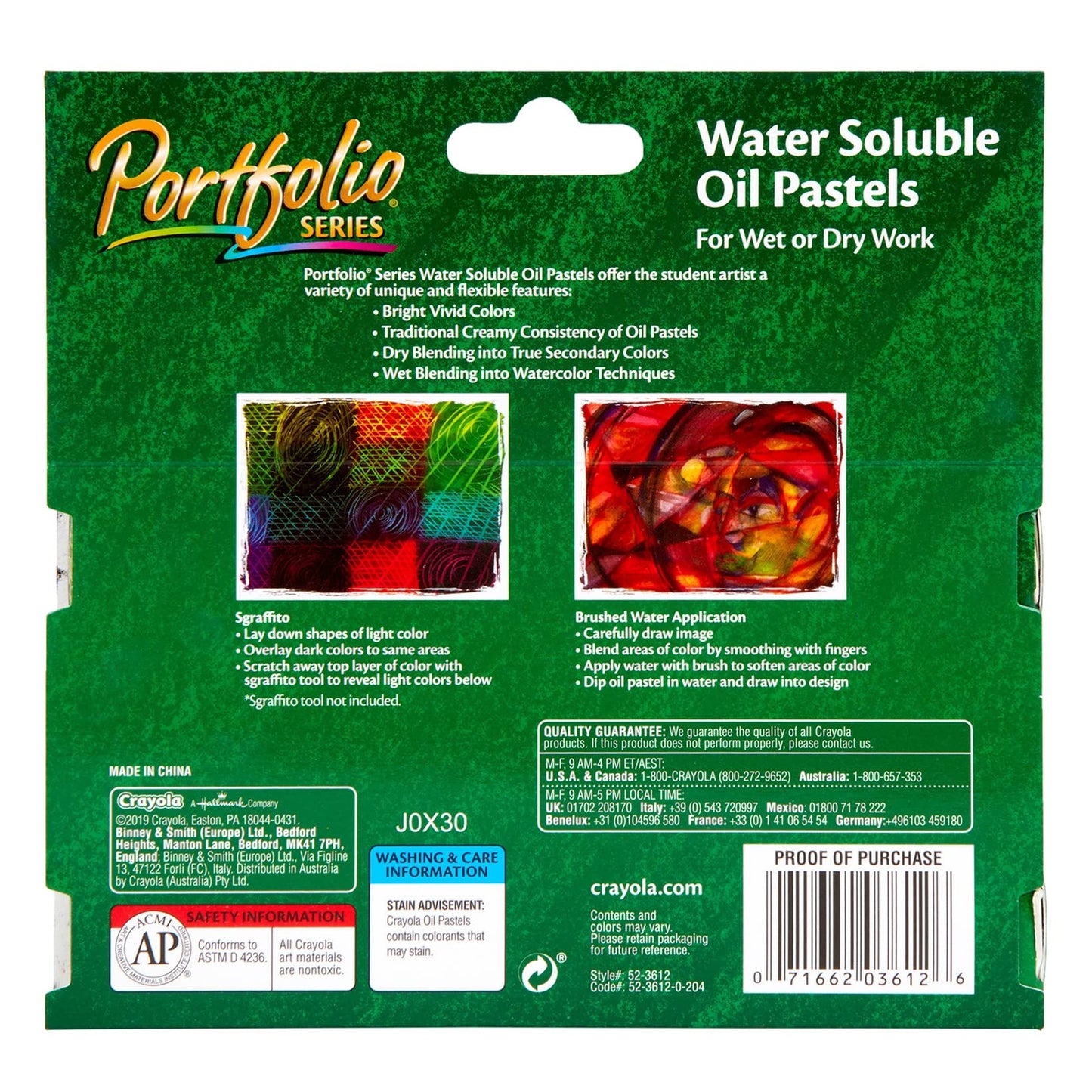 Crayola Oil Pastels Portfolio Series, Water Soluble, Colors May Vary, 12 Count (52-3612)