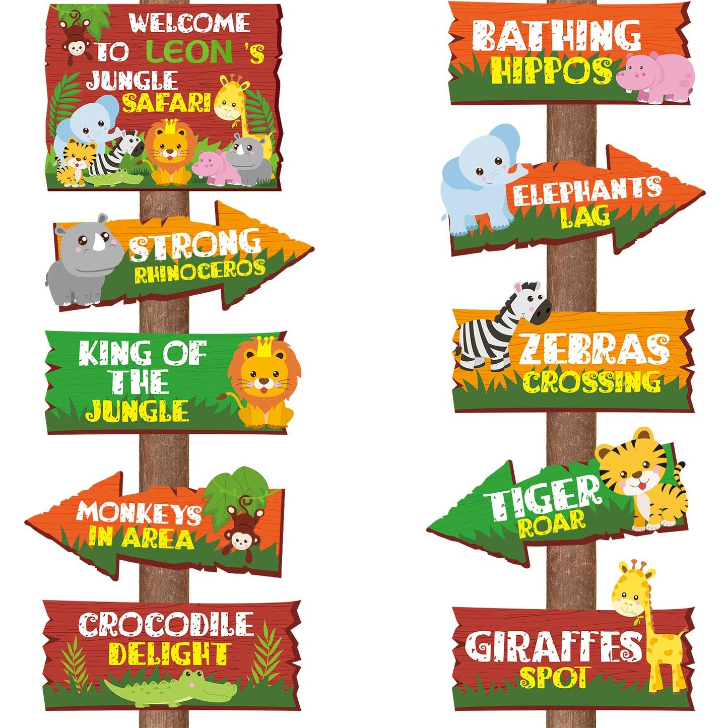 20 Pieces Safari Jungle Party Sign Animal Signs Decorations Wild Animal Directional Signs for Kids Birthday Decorations Welcome 