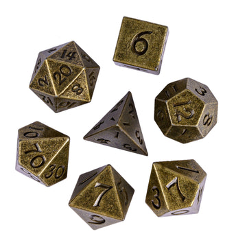 Udixi 12Mm Mini Dnd Dice Metal Dice Set D&D, 7-Die Polyhedral Dice Set For Dungeons And Dragons Role Playing Game (Bronze)