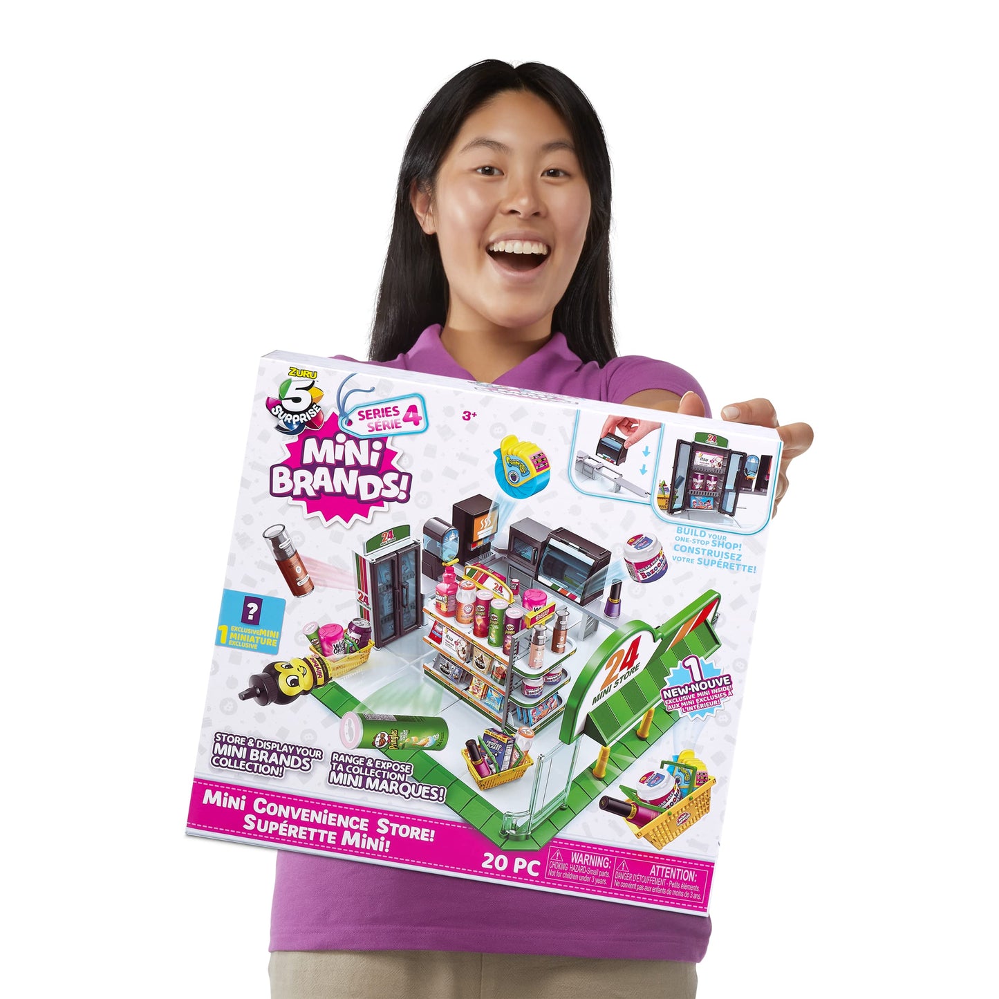 5 Surprise Mini Brands Mini Convenience Store Playset - Series 4, 1 Pack, Plastic, Model 77170-S4, Exclusive Mystery Collectibles
