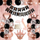 Rose Gold Birthday Decorations For Women Black Rose Gold Balloons Birthday Party Decoration Rosegold Happy Bithday Banner Sash C
