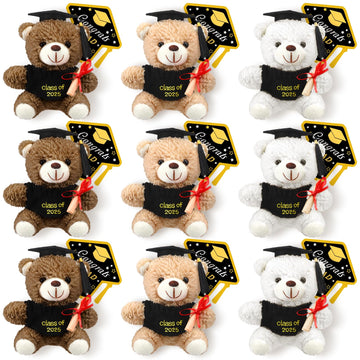 Yesaior 9 Pack 5.5Inch Graduation Bear Plush Gift, Graduation Bear Stuffed Animal Bear With Grad Cap And Congrats Cards, Class O