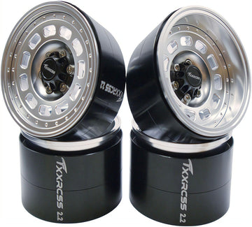 Txxrcss RC 2.2 Beadlock Wheels Adjustable 2 Offsets Rims Hub Aluminum Upgrades for 1/10 Crawle Car Wheel and Tires Remote Contro