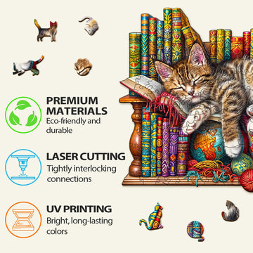 Wooden Puzzles For Adults, Cat Puzzles With Unique Animal Shapes, Wooden Jigsaw Puzzles With Wood Puzzle Box, Birthday Gifts For Women Men, Wood Adult Puzzles (L-13.4 * 10.8In 280Pcs)
