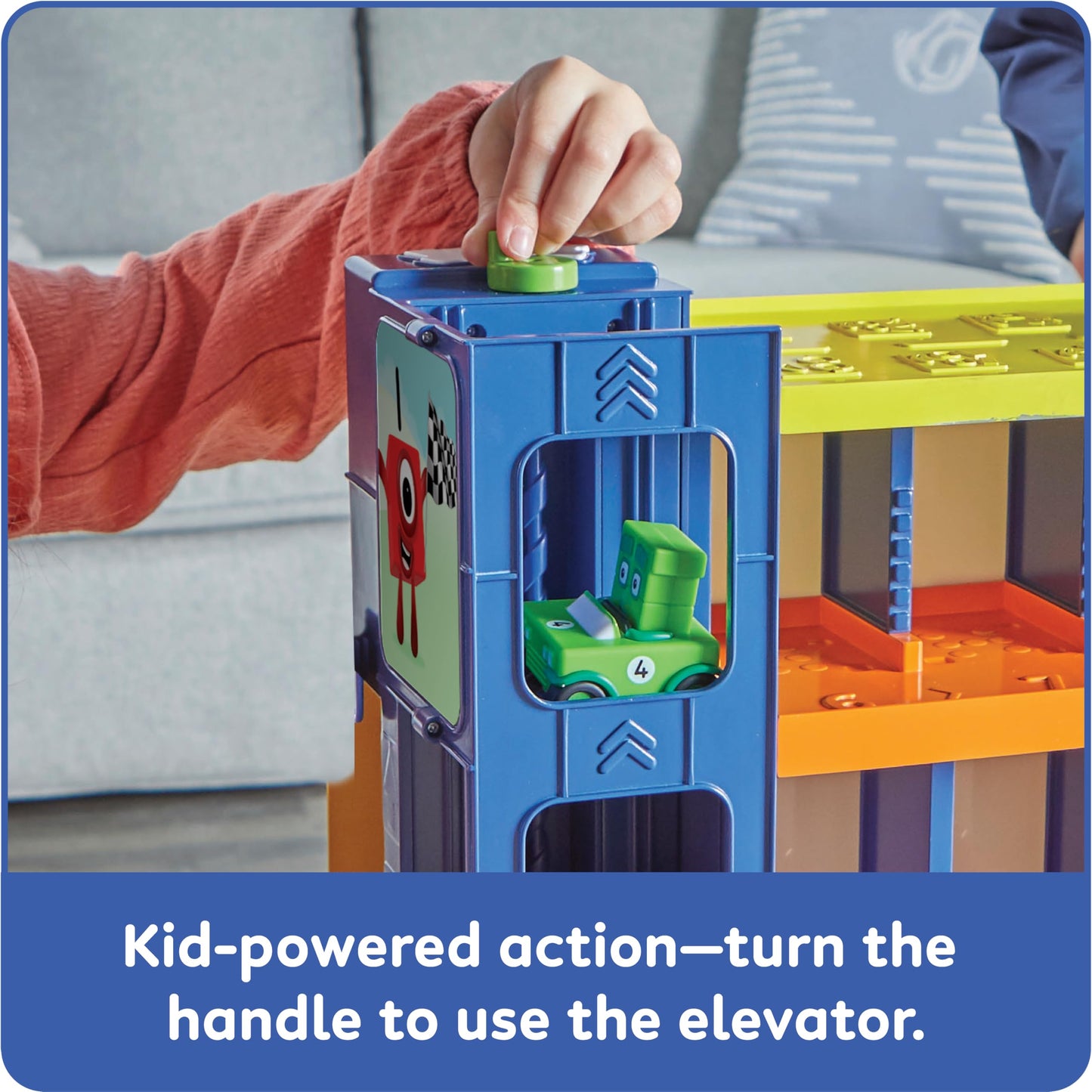 hand2mind Counting Car Garage Toy Vehicle Playset, Small Plastic Parking Garage for Preschool Math Learning, Model 96927