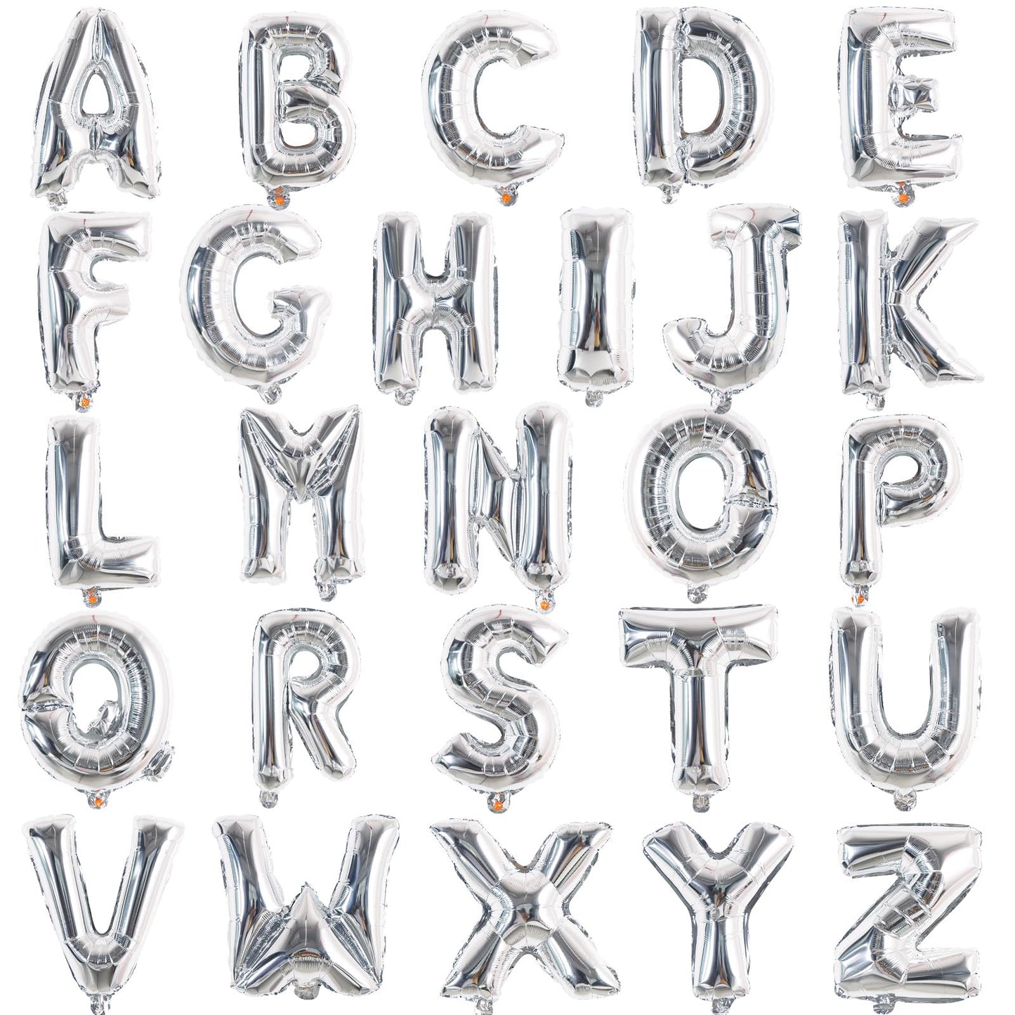 TONIFUL 52 Pcs Letter Balloons 16 Inch Silver Letter A-Z Balloons Custom Phrase Mylar Foil Alphabet DIY Personalized Phrase Bann