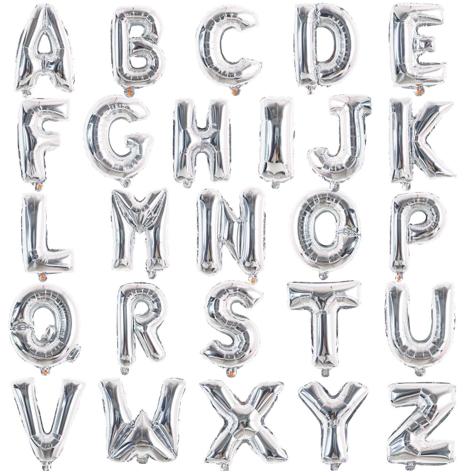 TONIFUL 52 Pcs Letter Balloons 16 Inch Silver Letter A-Z Balloons Custom Phrase Mylar Foil Alphabet DIY Personalized Phrase Bann