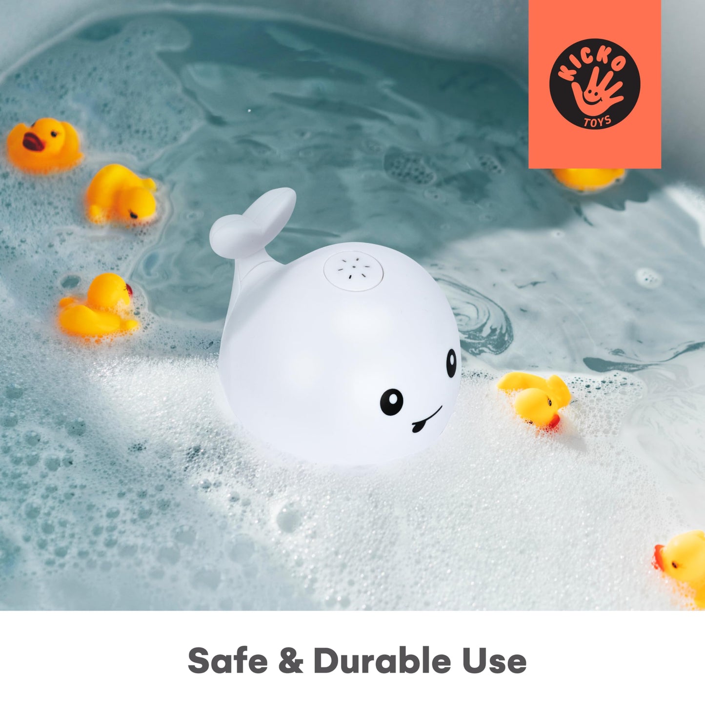 Kicko Led Whale Bath Toy Sprinkler - Light Up Baby Bath Toys- Color-Changing - Silicone Whale Baby Toy Water Sprayer - Easy To U