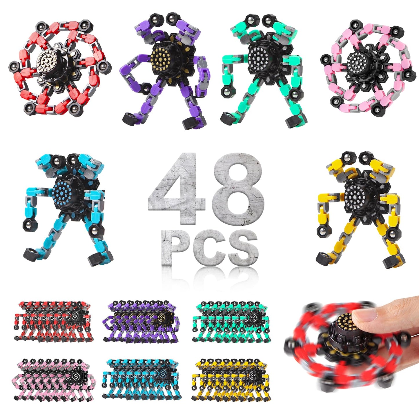 Gokeey Easter Basket Stuffers Transformable Fidget Spinners For Kids And Adults Stress Relief Sensory Toys For Boys And Girls Fingertip Gyros For Kids Classroom Birthday Party Favors