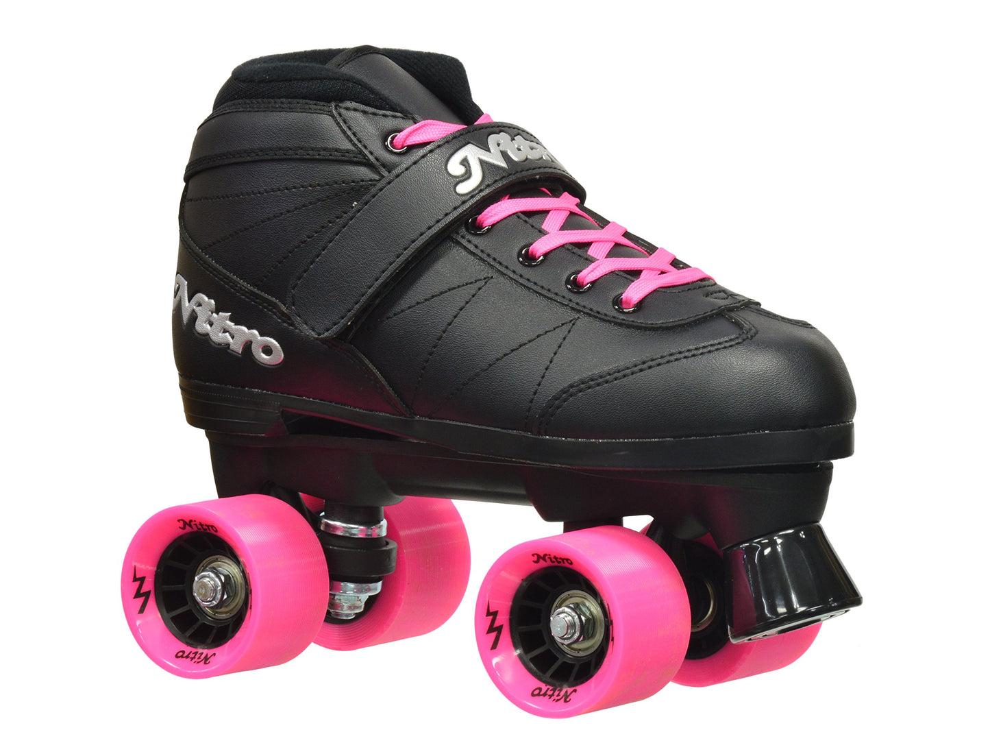Epic Skates Super Nitro Indoor/Outdoor Quad Speed Roller Skates  Black/Pink  mature-themed 7