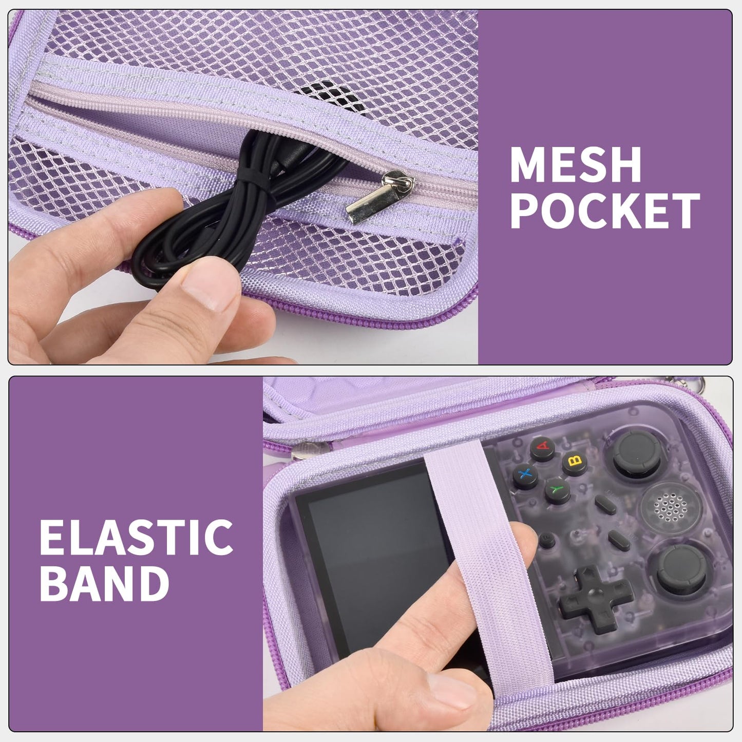 Paiyule Travel Case Compatible With Rg353V/ Rg353Vs/ R36S Retro Handheld Game Console, Handheld Emulator Storage Holder Organizer, Android Game Console Carrying Bag (Box Only) (Purple)