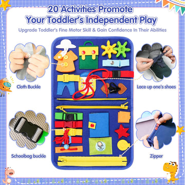 Goobaetoy Busy Board Montessori Toys For 1 2 3 4 5 6 Years Old Toddlers Boy Girl Gift, Sensory Learning Toys 10 Pages 32 Activit