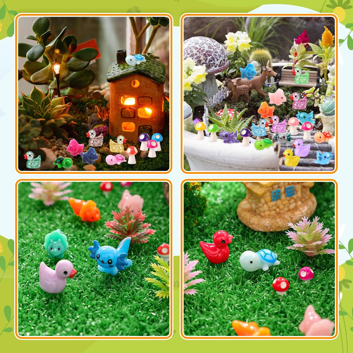 Barydat Mini Resin Animal Figures - 200 Pcs Multicolor Variety for Garden Decor, Christmas & Easter Gifts, Model SIJ-Barydat-3715