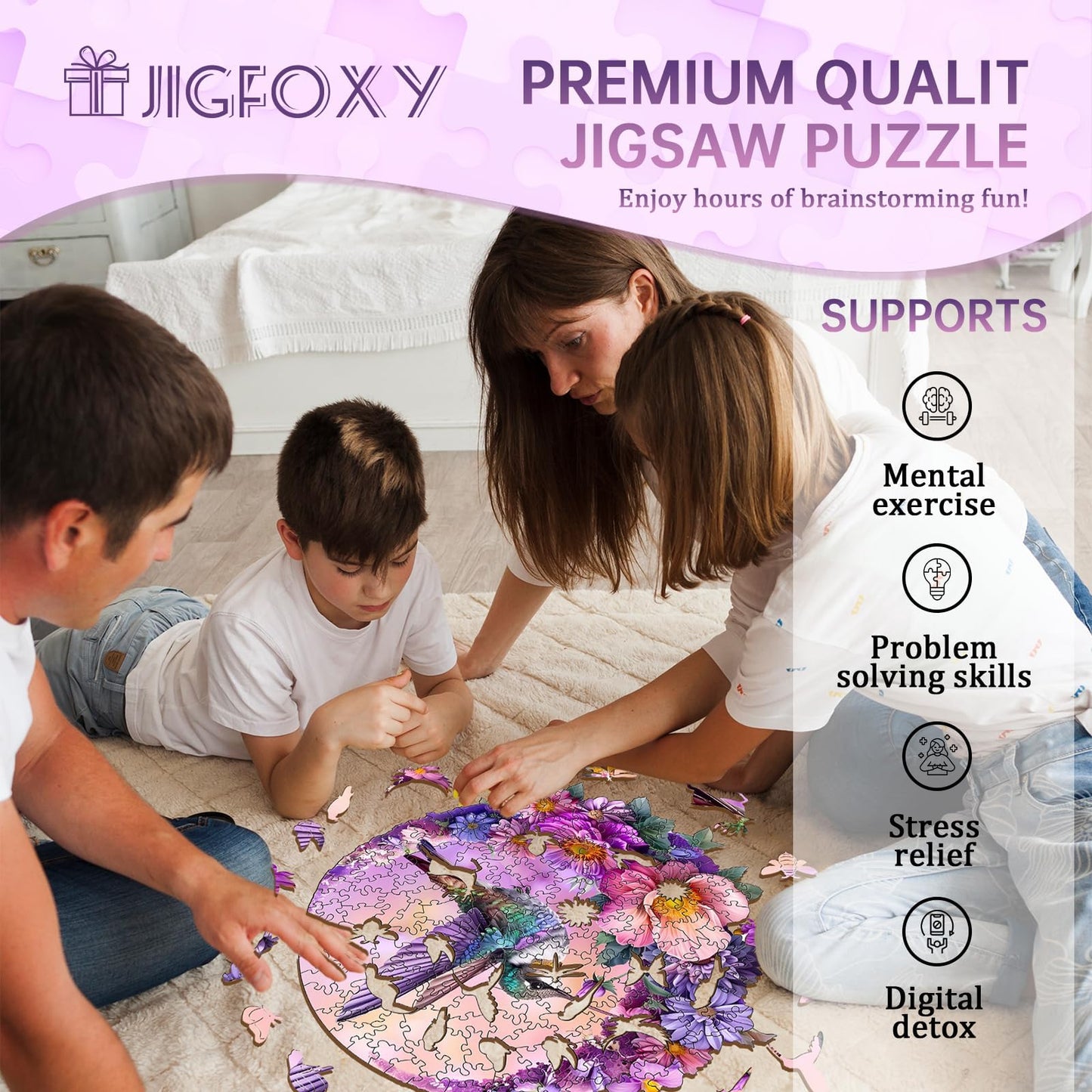 Jigfoxy Wooden Puzzles for mature-themeds  Hummingbird Wood Puzzles mature-themed  Unique Animal Shape Wooden Jigsaw Puzzles  Birthday Gifts for Puzzles Lovers Family Friend (S-8.4 * 8.1in-100 pcs)