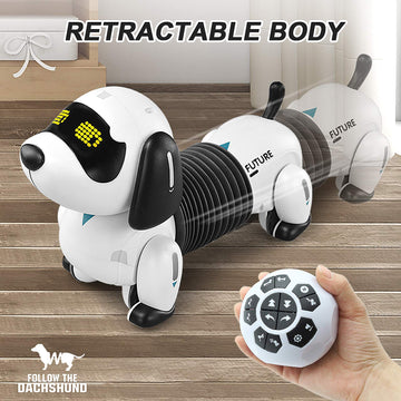 Dollox Robot Dog Remote Control Dachshund Puppy, Rc Robotic Interactive Intelligent Walking Dancing Doggy Programmable Electroni