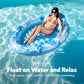 Sloosh Inflatable Tanning Pool Lounger Float, 70" x 46", Blue Plastic Raft with Pillow for Adults, 4-in-1 Sunbathing Bed