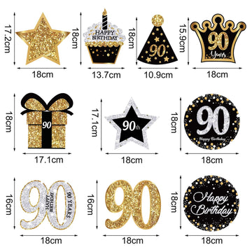 Frienda 30 Pieces 90th Birthday Party Decorations 90th Cards and Hanging Swirls Ceiling Decorations Shiny Celebration Hanging Sw