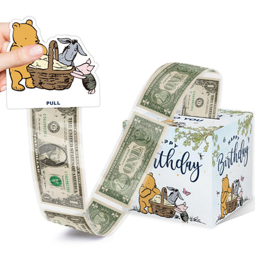 Winnie Surprise Money Box Gift Pull - Winnie Happy Birthday Money Box For Cash Gift Set Included Happy Birthday Card And 35 Pcs