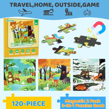 Puzzles For Kids Ages 3-5 120 Pieces Two-Book Travel Puzzles For Kids 4-6 Airplane Car Road Trip Activities Games Toys 3 4 5 6 7