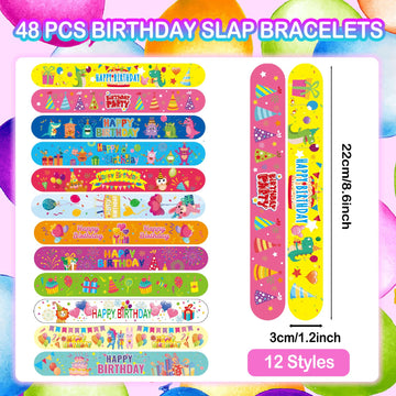 Viicoor Birthday 48PCS Slap Bracelets Snap Bracelet Wrisrtband for Party Favors Basket Bag Filler School Prizes Exchanging Gifts