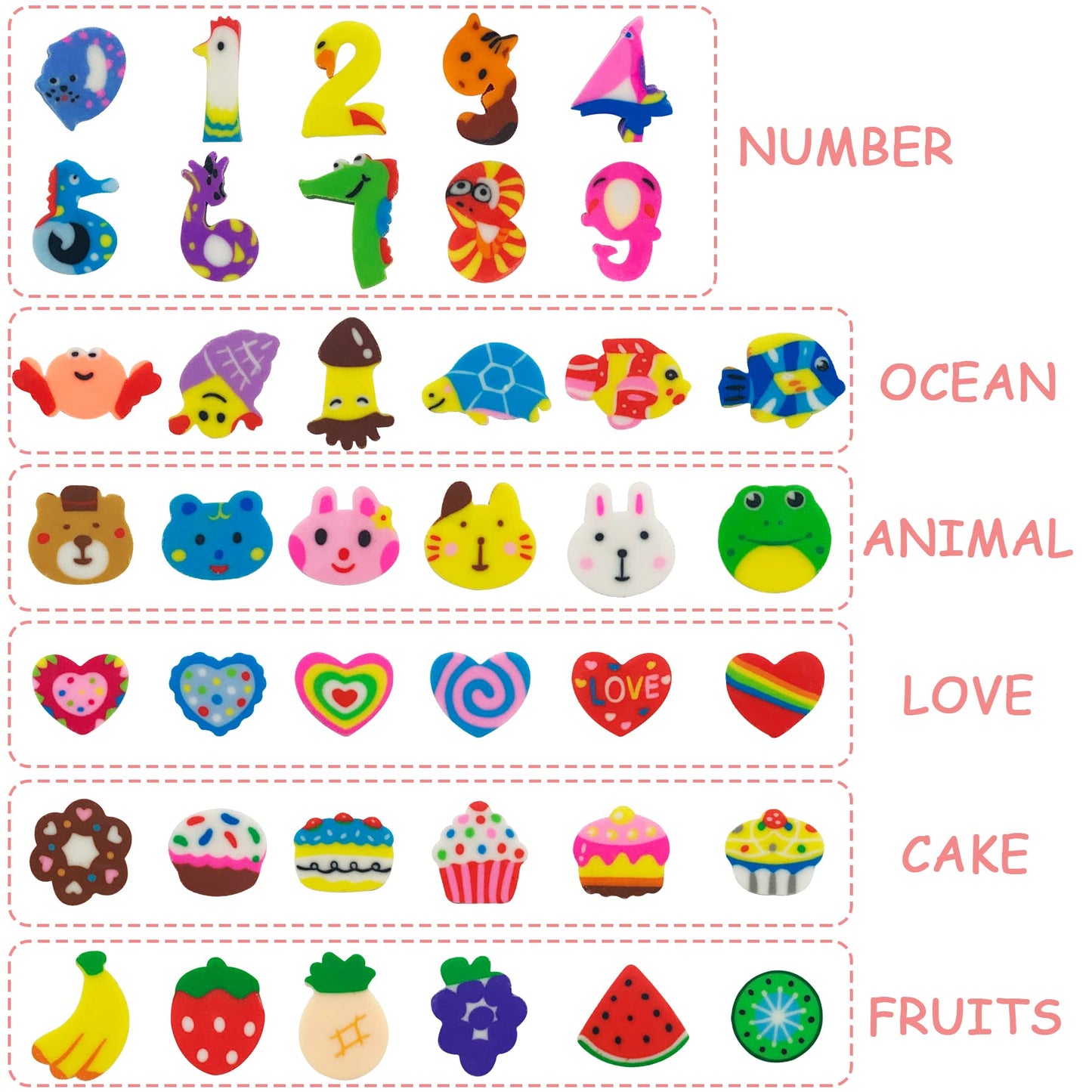 300 Pieces Mini Erasers For Kids Bulk Assorted Novelty Pencil Erasers For Students Party Favor Home School Work Classroom Reward