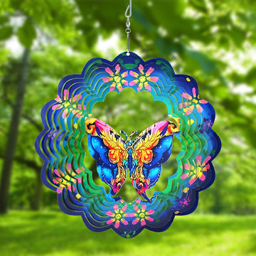 Generic Metal Wind Spinners 3D Hanging Butterfly Wind Spinner 10Inch Metal Wind Spinners For Outdoor&Indoor Decor, Yard Art, Garden Decoration, Blue