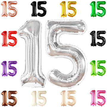 Giant, Silver 15 Balloons Number - 40 Inch | Number 15 Balloons, Happy 15Th Birthday Decorations For Girls | Silver 15 Number Balloon, 15 Birthday Decorations Boy | 15Th Birthday Decorations For Boys