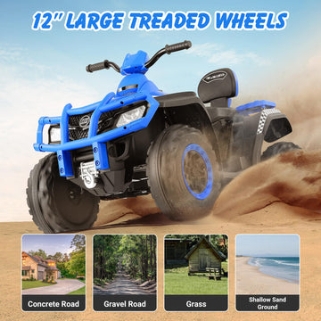 ELEMARA 24V 2 Seater Ride on ATV for Big Kids,4x4 Kids ATV 4 Wheeler Ride on Toy with 400W Powerful Motors, 5mph Max Speed,Kid F