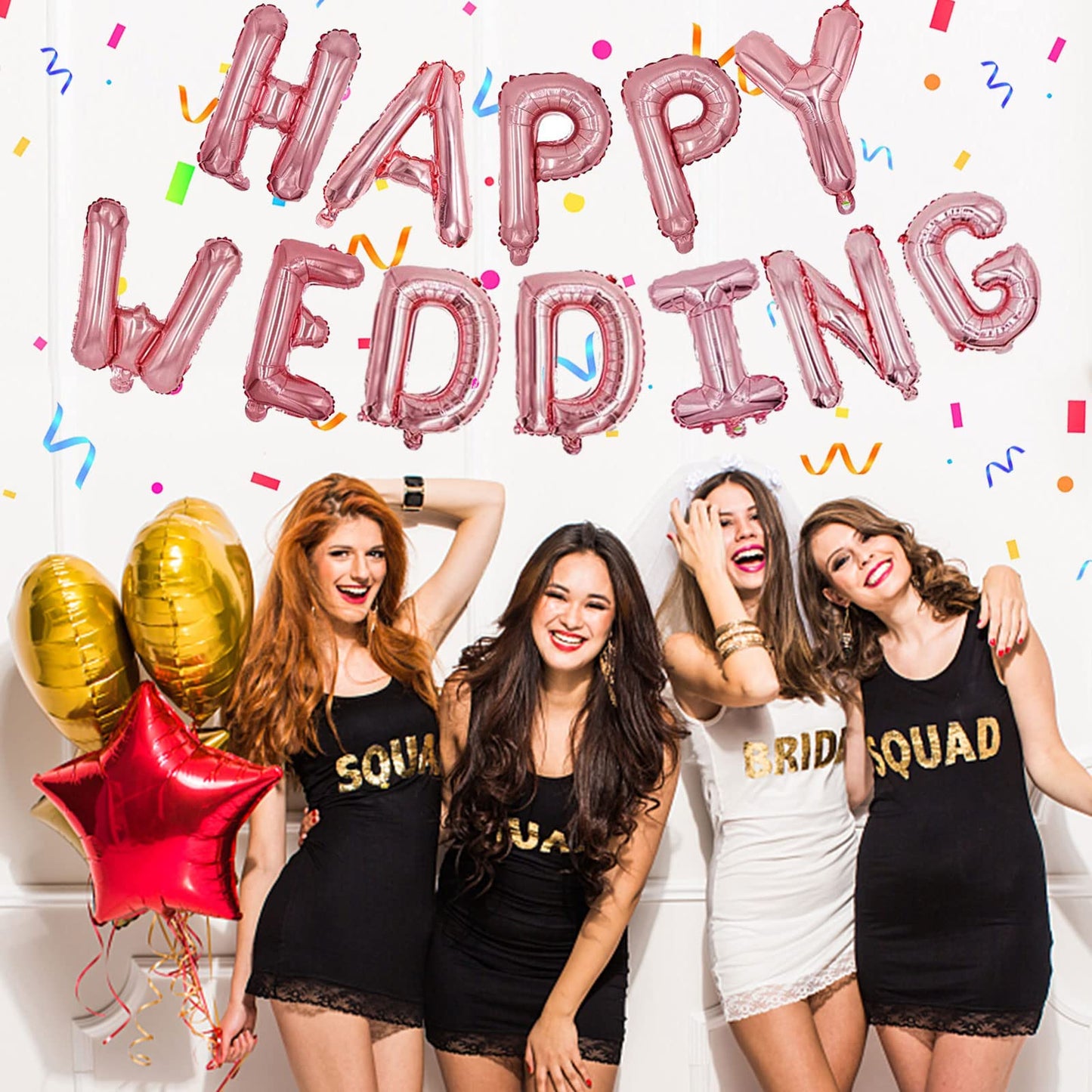 76Pcs Happy Birthday Balloon Banner, Rose Gold Balloons Letters, Personalized 16'' Mylar Foil Birthday Decorations Include 2 Set