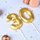 CAKE CODE 2.76 Inch Crystal Gold 30 Number Birthday Candles, Gold Number Candles, Cake Number Candles, Party Celebration