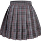 Girl'S School Uniform Plaid Pleated Costumes Skirts (M, Grey Mixed White)