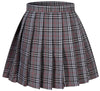 Girl'S School Uniform Plaid Pleated Costumes Skirts (M, Grey Mixed White)