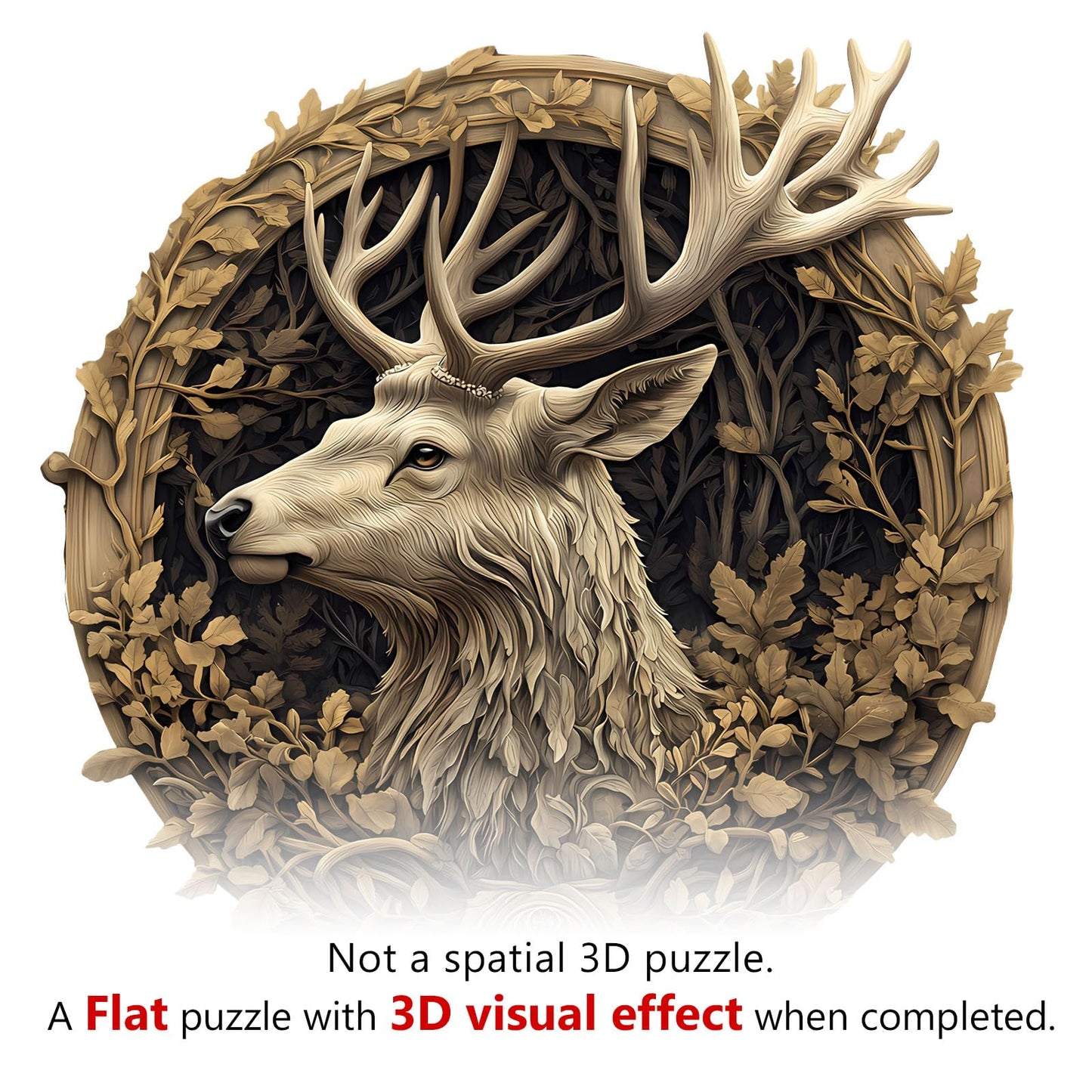 Wooden Puzzles for mature-themeds  Deer Wooden Jigsaw Puzzles Unique Shape Advanced Wood Puzzle mature-themed  3D Vision Effect Flat Puzzle Birthday Gift Family Game (8.5 * 8.3in 100pcs)
