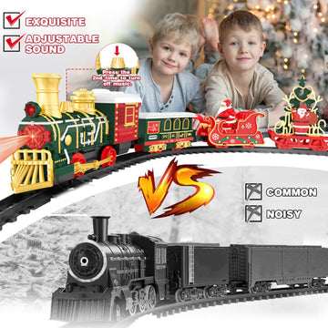 Gretex Electric Train Set With Light For Toddlers Age 3 4 5 Year Old: Christmas Train Sets For Around The Tree With Adjustable Sound And Music Christmas Birthday Gift For Kids Age 6 7 8+