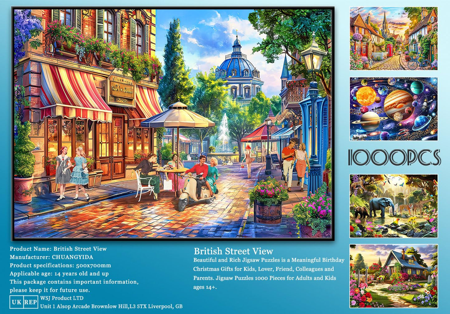 Jigsaw Puzzles for mature-themeds 1000 Piece Puzzle for mature-themeds 1000 Pieces Puzzle 1000 Pieces-European City Street View