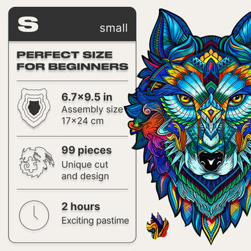 Unidragon Wooden Puzzles For Adults Unique Jigsaw Puzzles - Small Majestic Wolf Small 6.7' ?9.5 99 Pcs Deko With Cut 0.03 Mm Wood Accuracy Animal