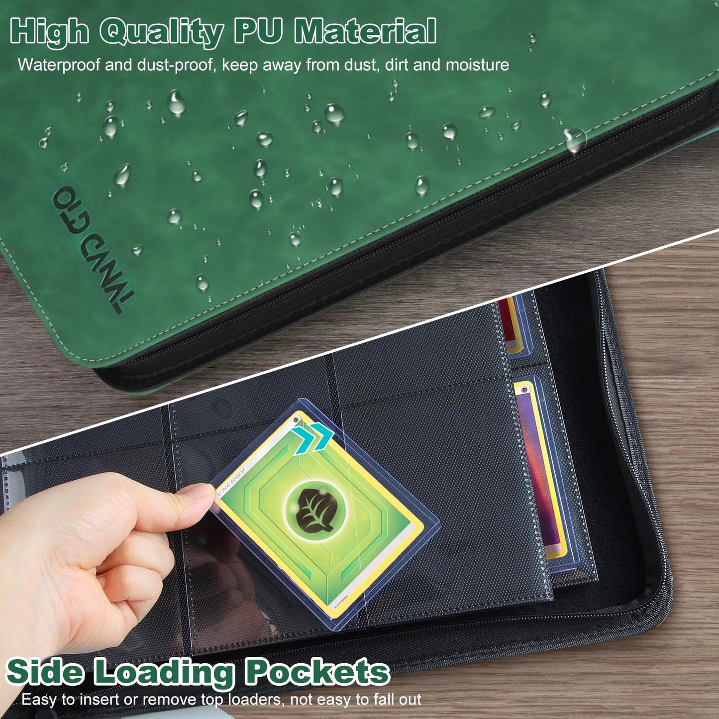 Old Canal Top Loader Binder  9 Pockets Card Binder Holds 252 Top Loaders  enhanced Trading Card Collection Holder  Top Loader Storage Album for TCG  Sports Cards  Dark Green (FOR TOP LOADERS ONLY)