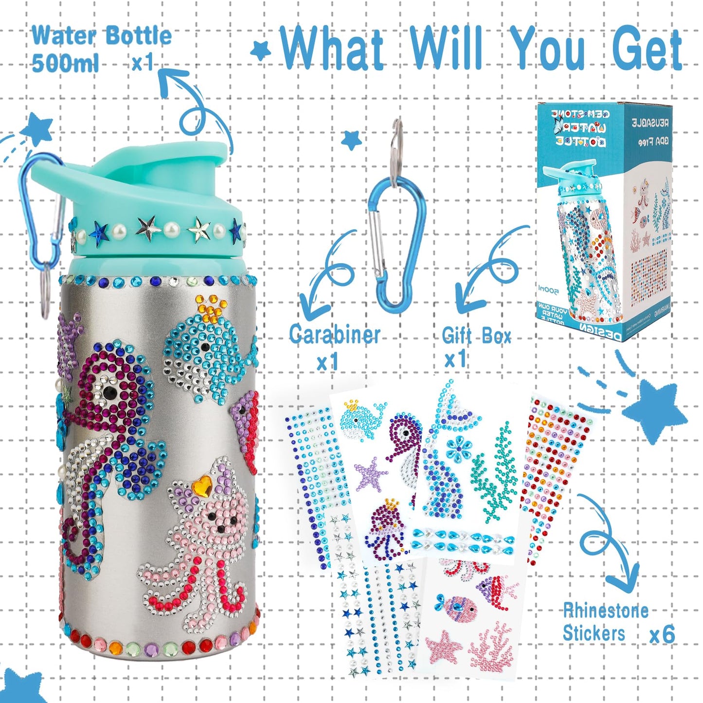 Gift For Girls, Gift Ideas Easter Baskets For Kids, Decorate Water Bottle Girls, Mermaid Toys For Girls 4-6, Crafts For Girls 8-