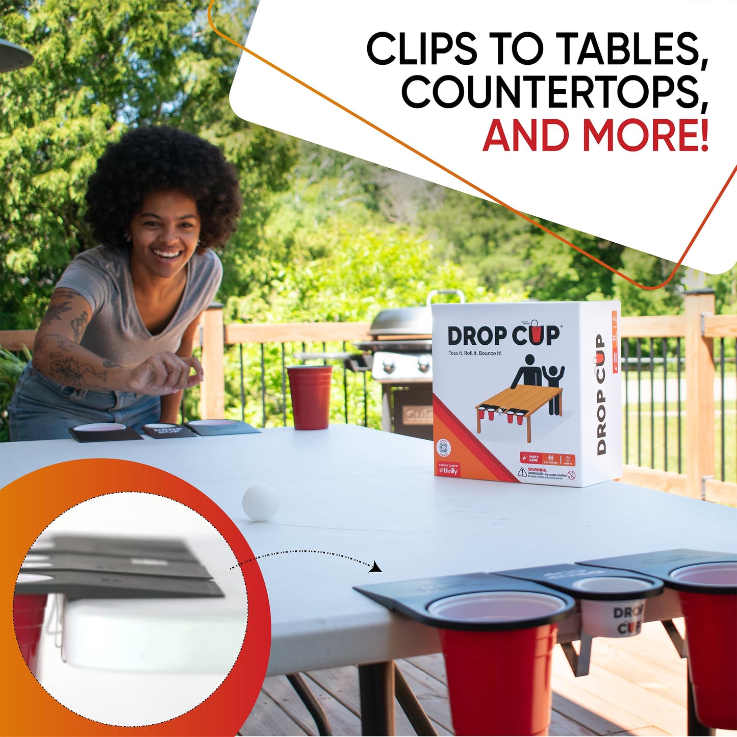 Drop Cup Clip and Play Table Pong Game - Fun for All Ages, Plastic, AB8578, Transform Any Surface into a Party Zone