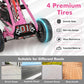 Costzon Go Kart For Kids, 4 Wheel Pedal Powered Go Cart With Adjustable Seat, Handbrake & Non-Slip Wheels, Outdoor Racer Ride On Pedal Car, Gift For Boys Girls (Pink)