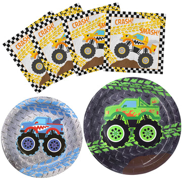 Monster Truck Party Plates And Napkins Monster Truck Party Decorations Monster Truck Party Favor Monster Truck Party Supplies Se