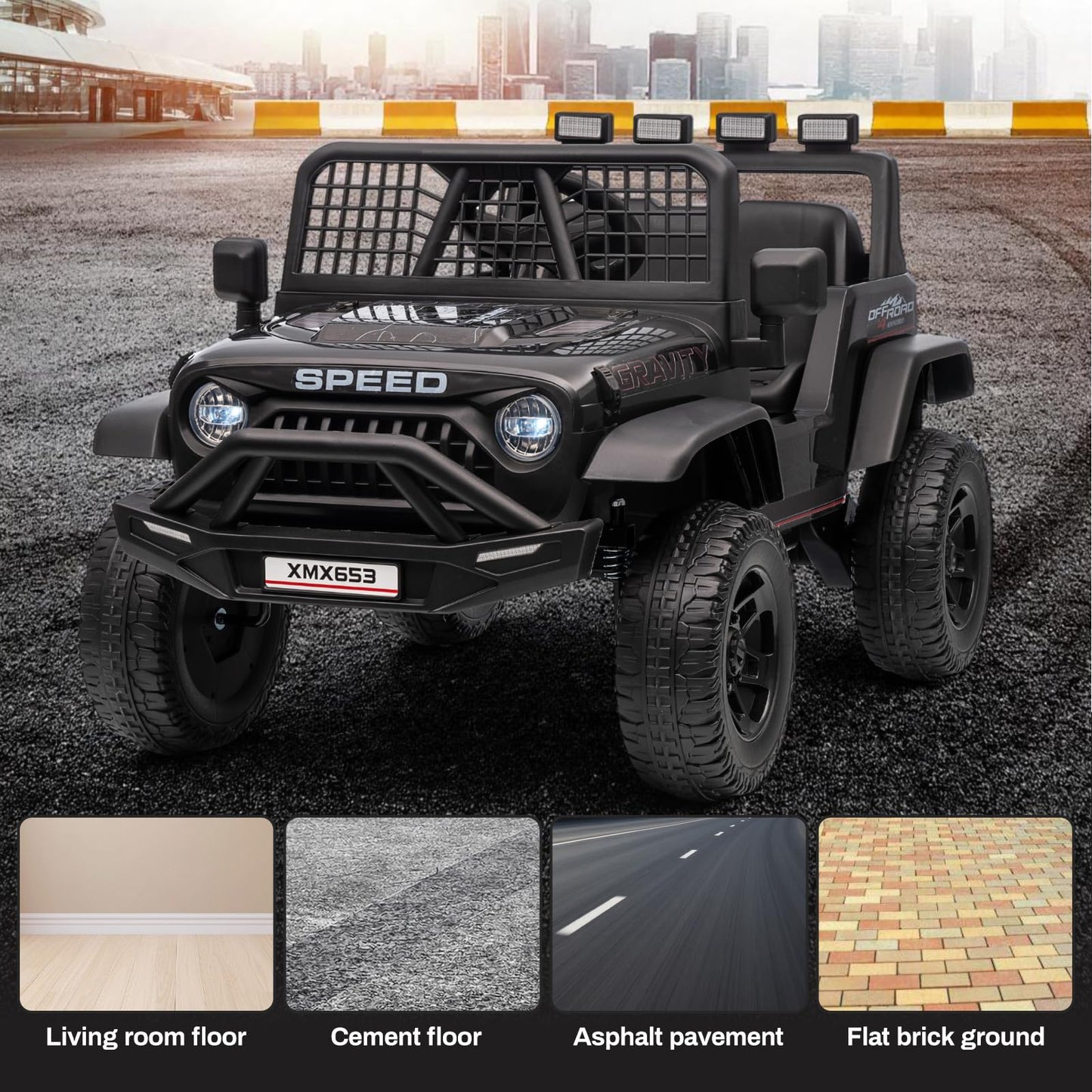 12V Ride On Truck Car, Kids Electric Vehicles Car W/Parent Remote Control, 3 Speeds 5MPH Max Speed, Spring Suspension, LED Light