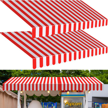Preboun 2 Pcs Carnival Tent Circus Carnival Hanging Decorations 27.6x59 Circus Awning Decoration Red and White Awning Wall D