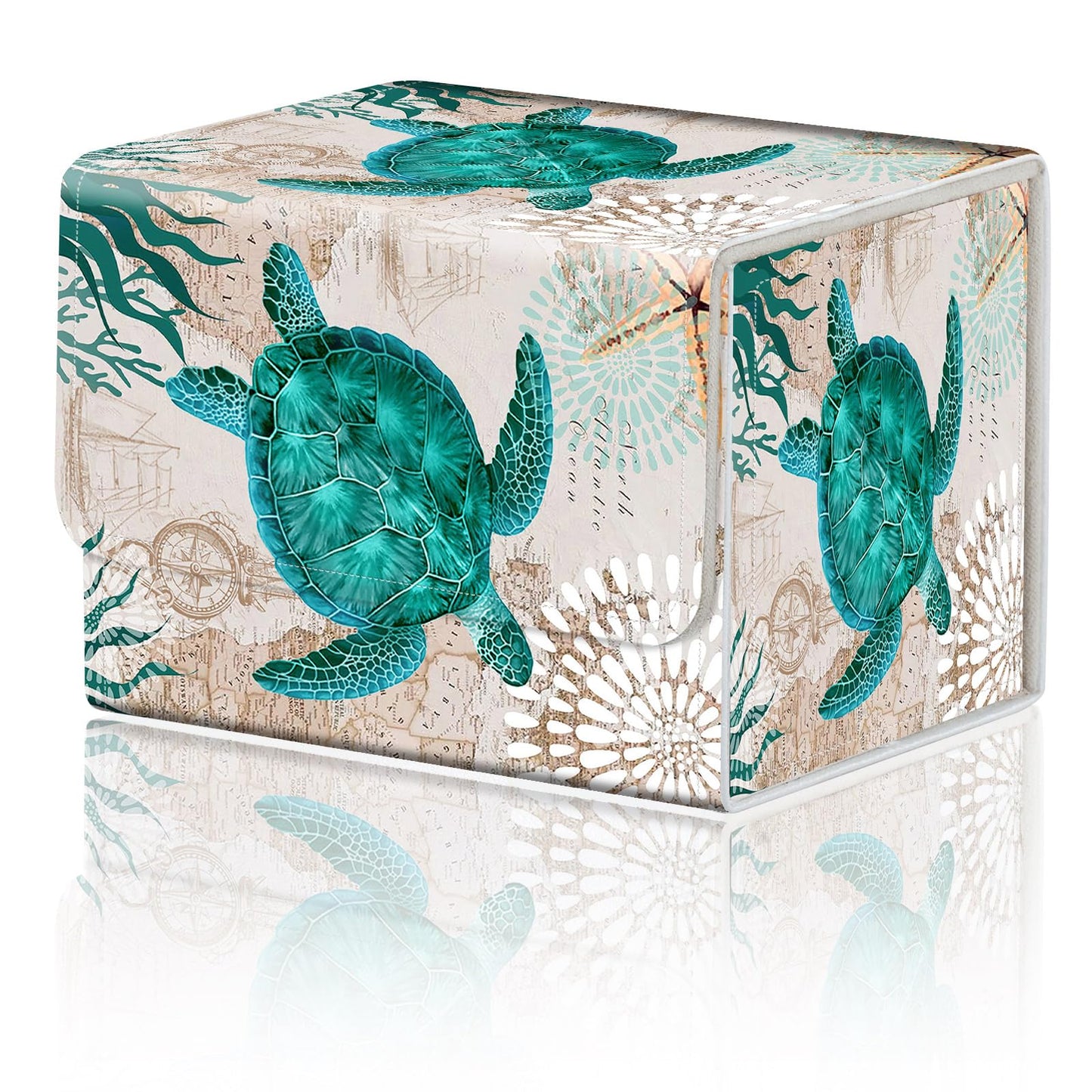 Card Game Storage Box for TCG Commander Deck Box MTG Card Box Organizer Trading Card Case TCG Card Storage Box Magnetic Closure Creative Pattern (Green Turtle  1 pack)