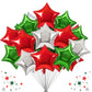 TONIFUL 30Pcs 18 Inch Large Red Green Silver Star Shape Foil Balloons Big Stars Helium Mylar Ballons for Halloween Chrismas Birt