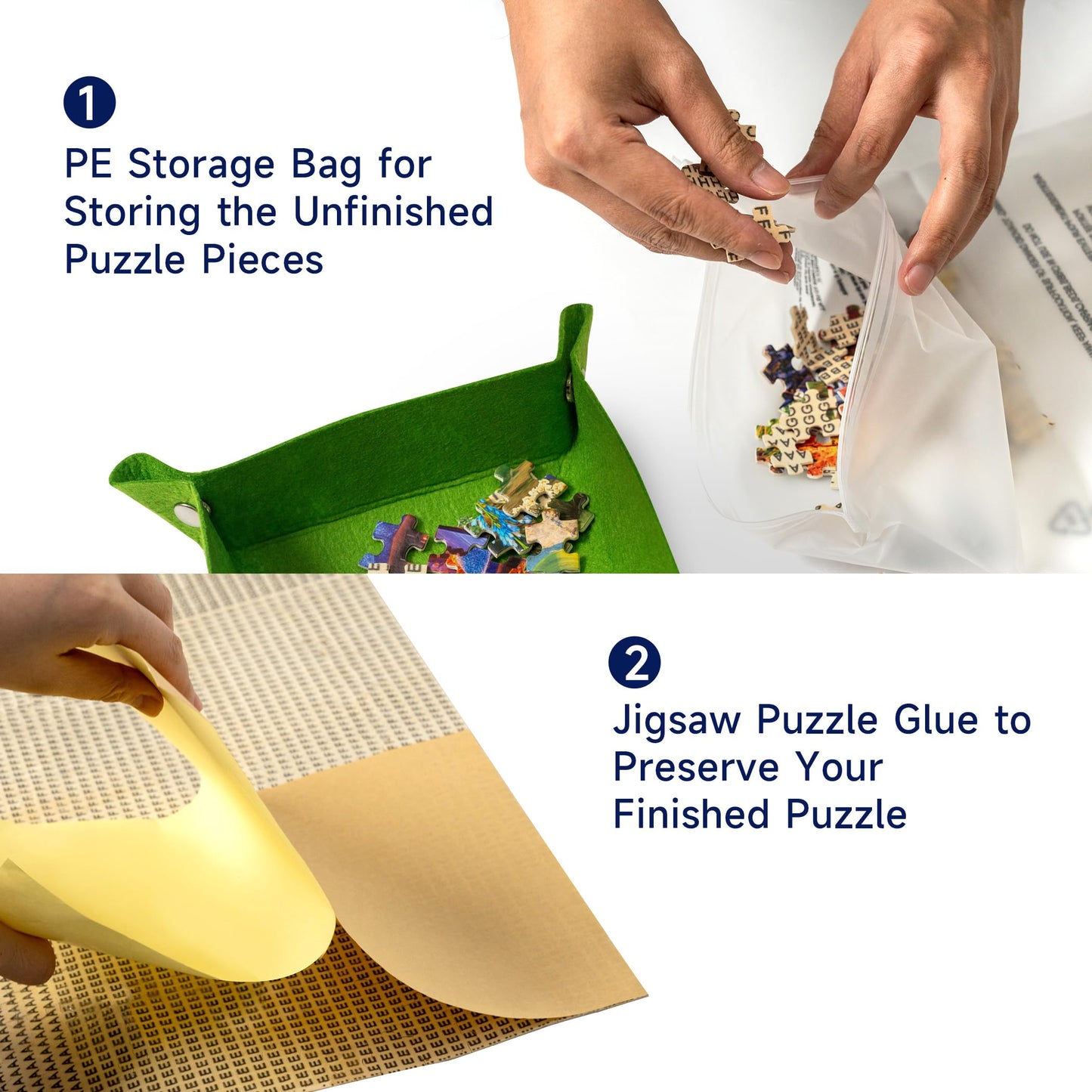 Sancaliie Jigsaw Puzzle Mat Roll Jigsaw Storage Felt Mat  Jigroll Up to 2 000 Pieces with 6 Colorful Trays  Jigsaw Puzzle Player  Gift Box with Drawstring Storage Bag  3 Elastic Band  Hand Pump