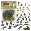 BMC Toys WW2 D-Day Plastic Army Men Set - 34 Soldier Figures, Medium Size, Od Green/Tan/Gray, Model BMC-40024