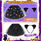 Teuevayl Black Cat Costume for Girls, 7 Pcs Kids Cat Costume with LED Light Up Tutu Skirt Cat Ears, Halloween Costumes for Girls